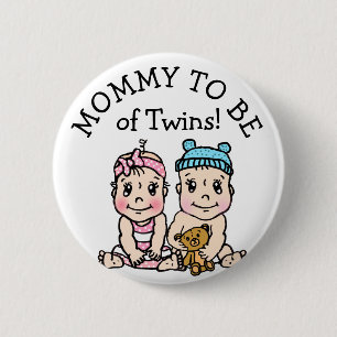 Badge Rond 5 Cm Maman doit être de jumeaux, Baby shower Button