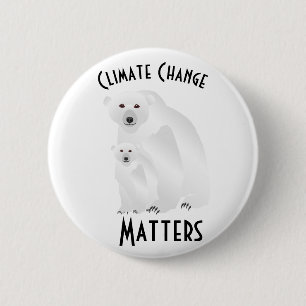 Badge Rond 5 Cm Maman et Cub Ours polaire Le changement climatique