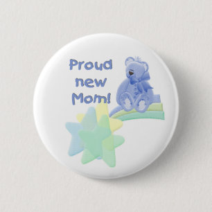 Badge Rond 5 Cm Maman fière d'ours bleu nouvelle