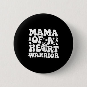 Badge Rond 5 Cm Maman Groovy D'un Guerrier Cardiaque Sensibilisati