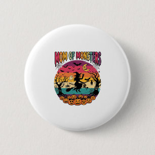 Badge Rond 5 Cm Maman Monstres Sorcière Halloween Citrouilles Chau