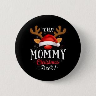 Badge Rond 5 Cm Maman Noël Cerf Pjs Noël Famille de Noël