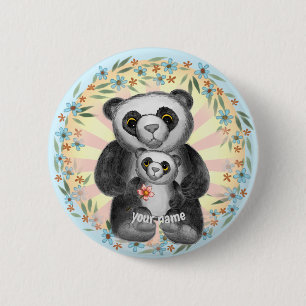 Badge Rond 5 Cm Maman Panda Bear Love bouton épingle