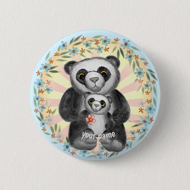 Badge Rond 5 Cm Maman Panda Bear Love bouton épingle (Devant)
