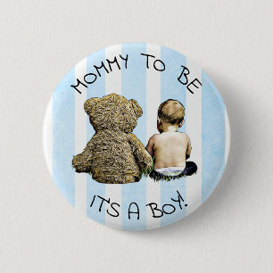 Badge Rond 5 Cm Maman pour être, c'est un garçon, Baby shower Butt