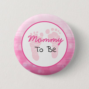Badge Rond 5 Cm Maman rose sera Baby shower