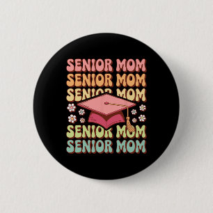 Badge Rond 5 Cm Maman senior rose rétro groovy Cl de 2026 remise d