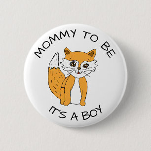Badge Rond 5 Cm Maman sera le Baby shower Fox
