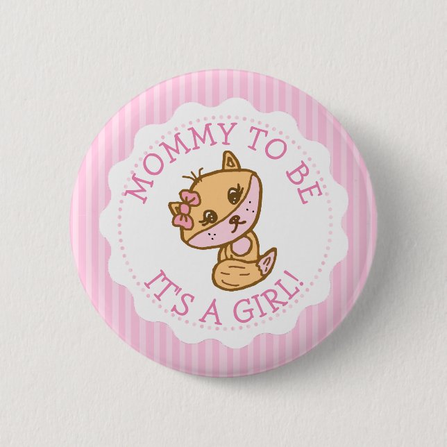 Badge Rond 5 Cm Maman sera le Baby shower Little Fox (Devant)