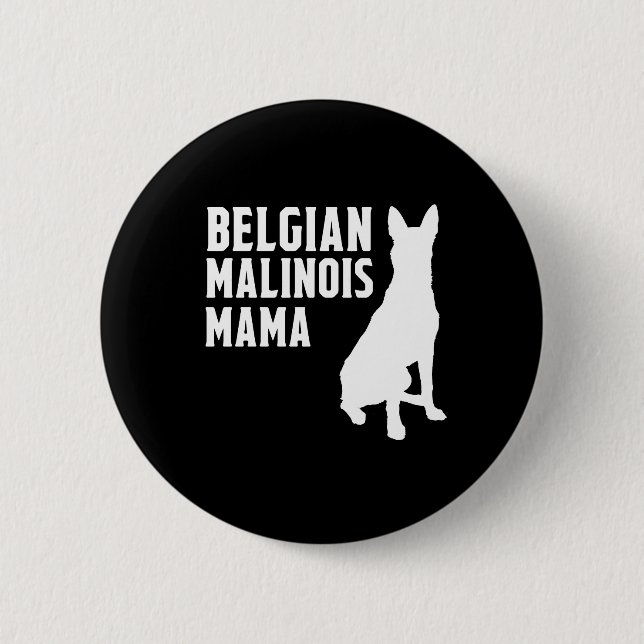 Badge Rond 5 Cm Maman Silhouette de Malinois de Belge (Devant)