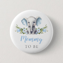 Badge Rond 5 Cm Maman To Be Blue Elephant New Maman Baby Boy Show