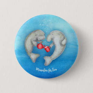 Badge Rond 5 Cm 'Manatea for two' (Manatea pour deux') mignon badg