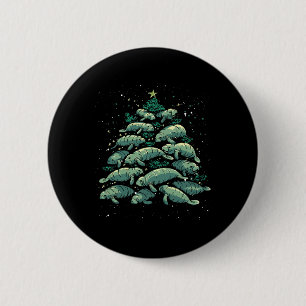 Badge Rond 5 Cm Manatee Christmas Tree Manatee Xmas Boys &amp; Wom