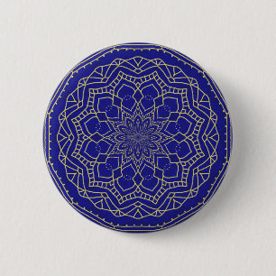 Badge Rond 5 Cm Mandala bleu