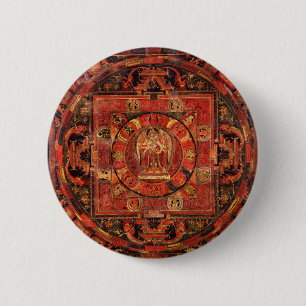 Badge Rond 5 Cm Mandala bouddhiste de compassion