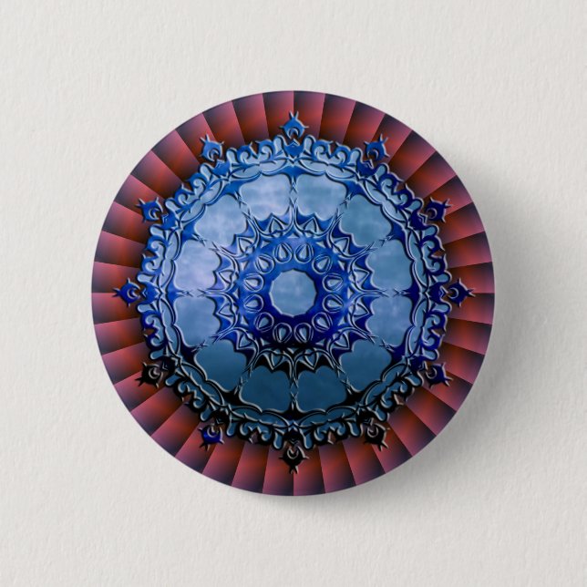 Badge Rond 5 Cm Mandala celtique | radiale rouge (Devant)