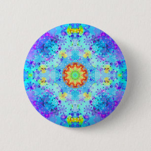 Badge Rond 5 Cm Mandala de hippie d'étoile bleue modelé