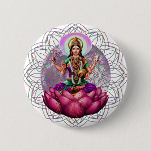Badge Rond 5 Cm Mandala de Lakshmi de déesse