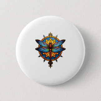 Badge Rond 5 Cm Mandala Dragonfly Luminous Sacred Geometry Spiritu