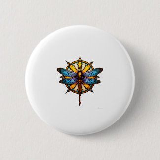 Badge Rond 5 Cm Mandala Dragonfly Luminous Sacred Geometry Spiritu