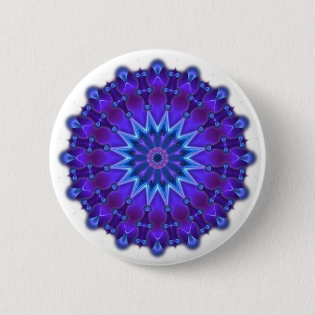 Badge Rond 5 Cm Mandala étoile en bleu (Devant)