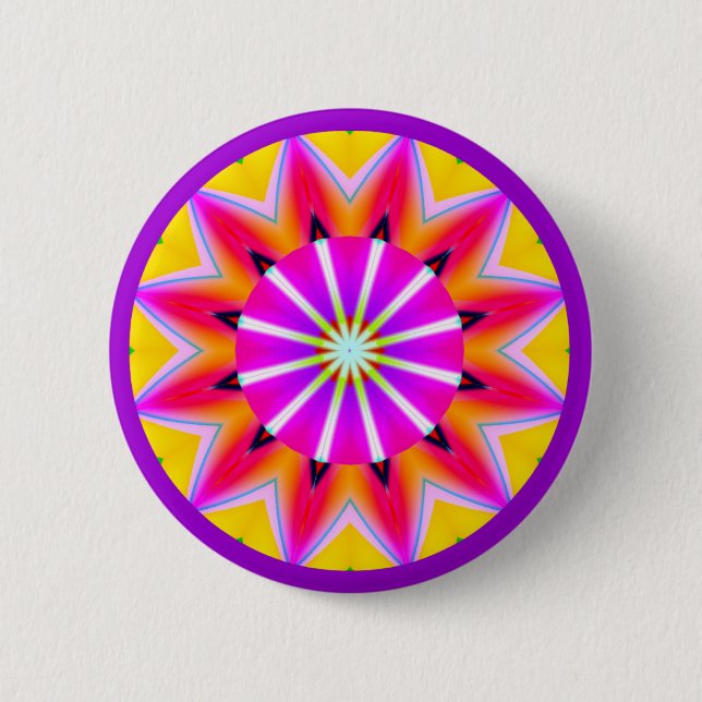 Badge Rond 5 Cm Mandala fractal - Customisé (Devant)