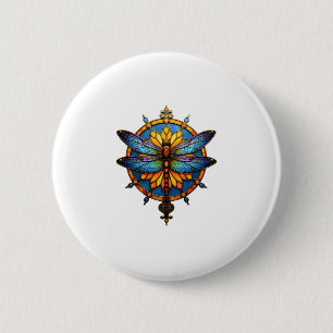 Badge Rond 5 Cm Mandala Libellule Lumineuse Géométrie Sacrée Spiri