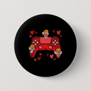 Badge Rond 5 Cm Manette de jeu vidéo cœur Saint-Valentin Mignon
