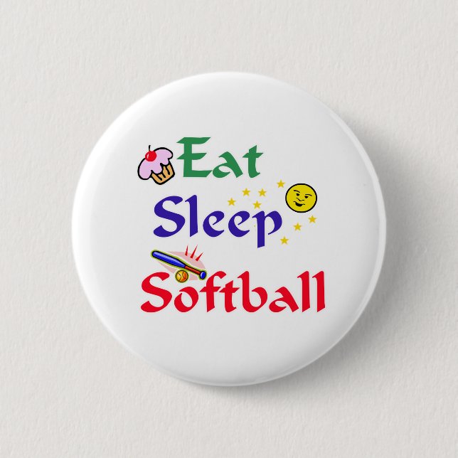 Badge Rond 5 Cm Mange Sleep Softball (Devant)