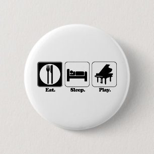 Badge Rond 5 Cm manger dormir jouer piano