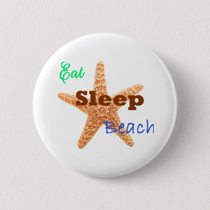 Badge Rond 5 Cm Manger Dormir Plage - Bouton
