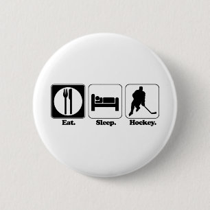 Badge Rond 5 Cm manger du hockey sur sommeil