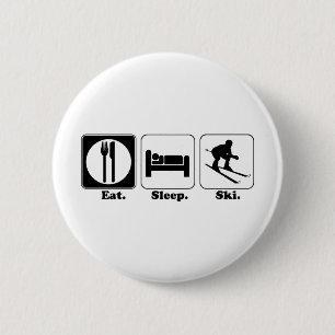 Badge Rond 5 Cm manger du ski de nuit