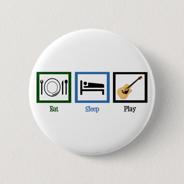 Badge Rond 5 Cm Manger le sommeil Jouer Guitare (Devant)