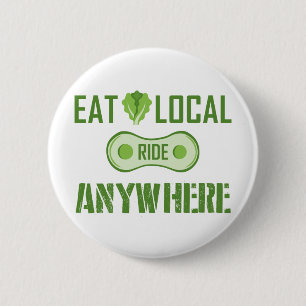 Badge Rond 5 Cm Manger Localement, Parcourir N'Importe Où