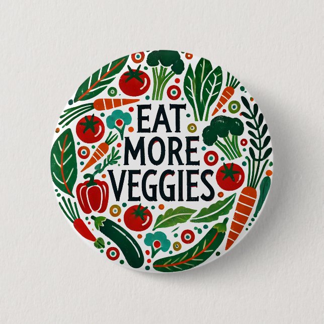 Badge Rond 5 Cm Manger plus de Légumes (Devant)