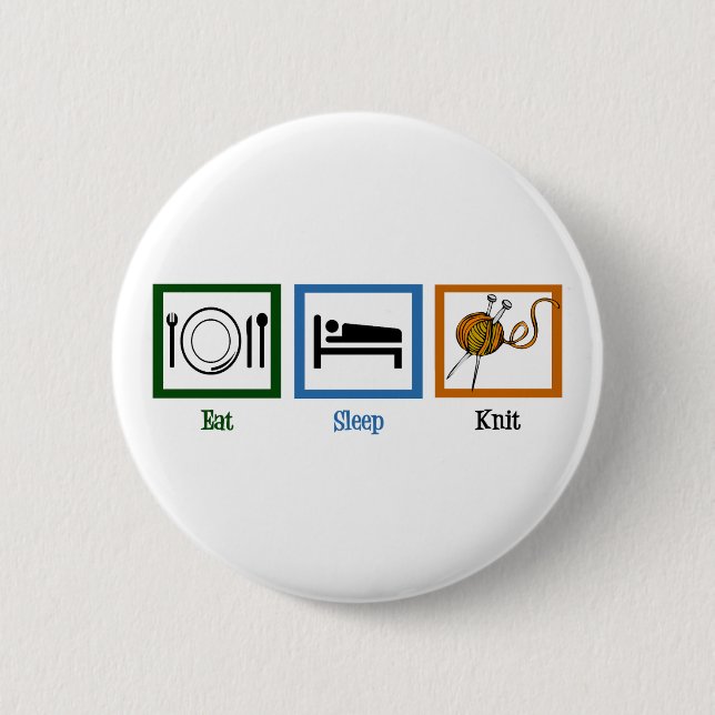 Badge Rond 5 Cm Mangez le Knit de sommeil (Devant)