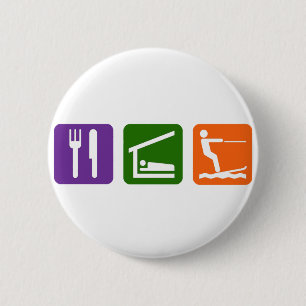 Badge Rond 5 Cm Mangez le ski d'eau de sommeil