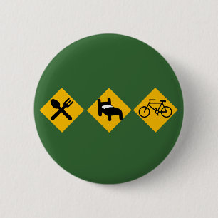 Badge Rond 5 Cm Mangez les panneaux routiers de bicyclette de