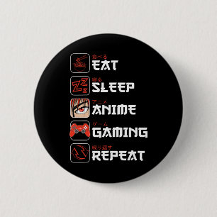 Badge Rond 5 Cm Mangez Sleep Anime Jeu Répétez Chemise Ado Garçons