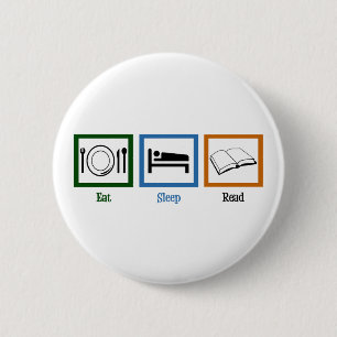 Badge Rond 5 Cm Mangez Sleep Lire Livres Drôle Bookworm
