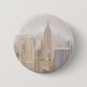 Badge Rond 5 Cm Manhattan dans la brume   New York City