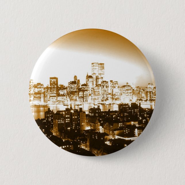 Badge Rond 5 Cm Manhattan New York (Devant)