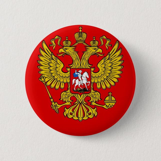 Badge Rond 5 Cm Manteau de la Russie des bras (Devant)