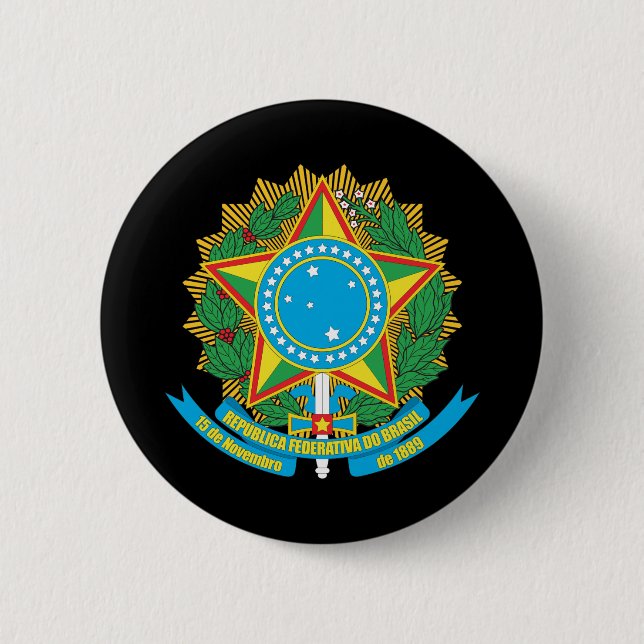 Badge Rond 5 Cm Manteau du Brésil des bras (Devant)