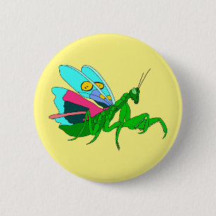 Badge Rond 5 Cm Mantis de prière colorée
