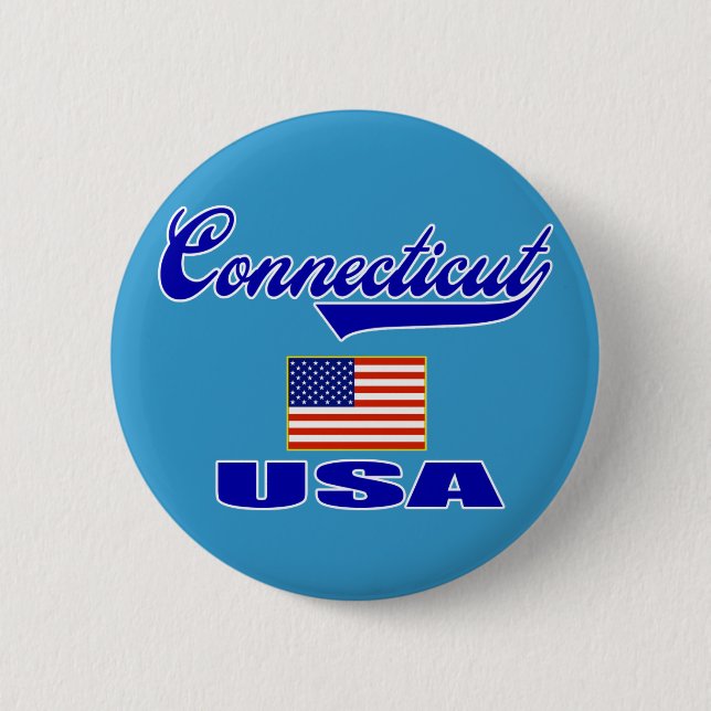 Badge Rond 5 Cm Manuscrit du Connecticut (Devant)