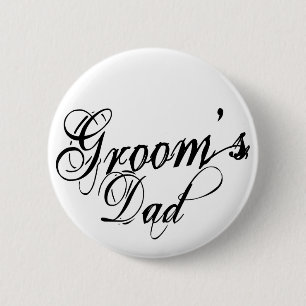 Badge Rond 5 Cm Manuscrit grunge de Naughy - noir du papa du marié