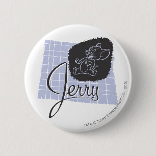 Badge Rond 5 Cm Manuscrit noir et bleu de Jerry