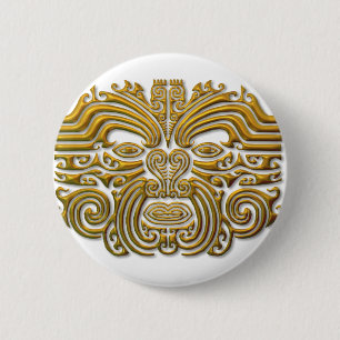 Badge Rond 5 Cm Maori Tattoo - Gold